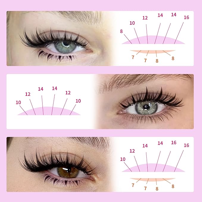 Fairy Lash Clusters Kit with Bottom Lashes Natural Eyelash Clusters Kit Wispy Lash Extensions Spikes C Curly Manga Eyelash Extensions Kit with Lash Bond and Seal Manga Wet-Look Individual Lashes Kit