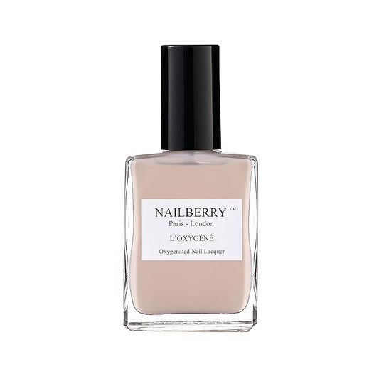 Nailberry L'Oxygéné Oxygenated Nail Lacquer | Au Naturel | Light Beige & A Hint of Pink Opaque | UV Protected Long-Wear Nail Polish | 12-Free | Vegan | Certified Halal | Cruelty & Gluten Free | 15 ml