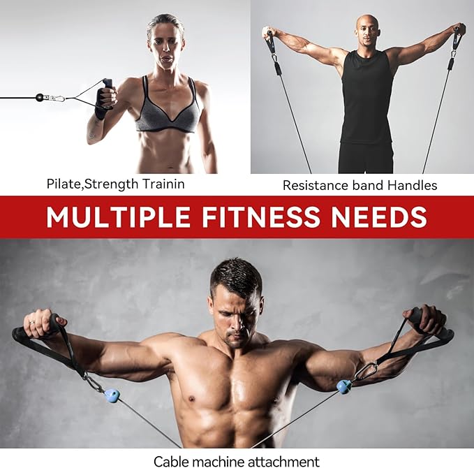 Exercise Handles - Ergonomic Gym Attachments for Cable Machine, Resistance Band Handles, Non-Slip D Handle Cable Attachment - Cable Handles for Pilates Strength Training Home & Public Gym