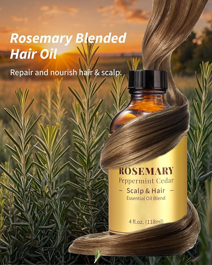 Rosemary Oil for Hair Growth, Natural Rosemary Essential Oil for Scalp Nourishing & Hair Strengthening, 4 Ounce