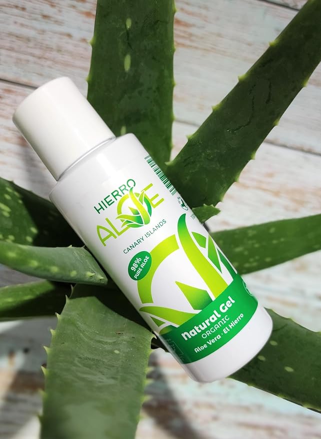 HIERROALOE Aloe Vera Gel. Skin care. Lotion. Natural Gel 100 ml (98% Pure Aloe Vera Juice). 100% Pure Aloe transparent Gel Natural de Aloe Vera (organico) 98%. (3.4 Oz.)