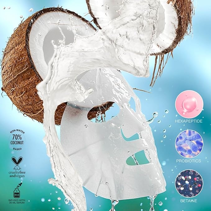 STARSKIN Close-Up 4x40g, Coconut Bio-Cellulose Firming Face Mask for all Skin Types, Face Lifting Korean Skincare Mask, Skin Elasticity Improvement and Rejuvenating Effect, K Beauty Skincare