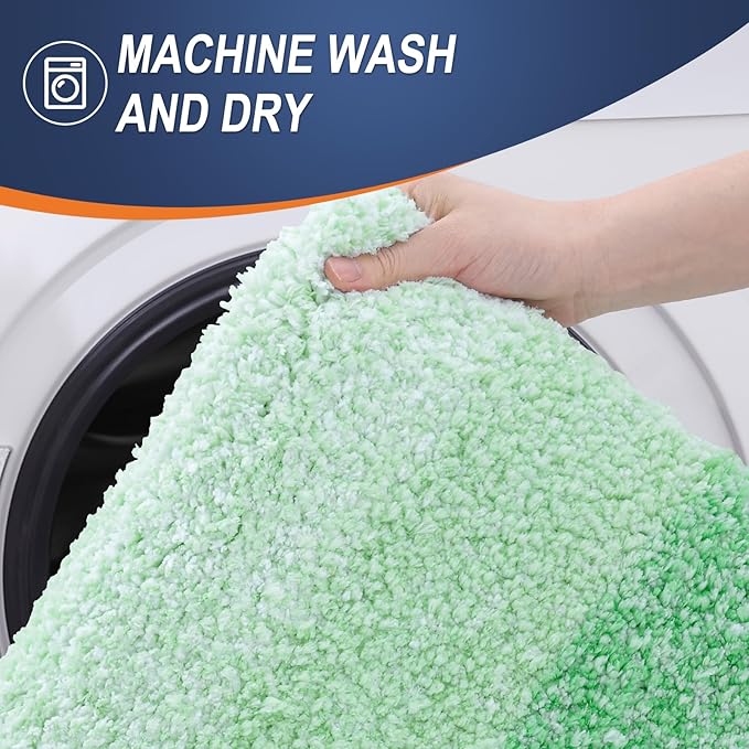 OLANLY Bathroom Runner Rugs 54x24, Extra Soft Absorbent Microfiber Bath Rugs, Rubber Backing, Quick Dry, Machine Washable Bath Mats for Bathroom Floor, Tub and Shower, Home Decor Accessories, Green