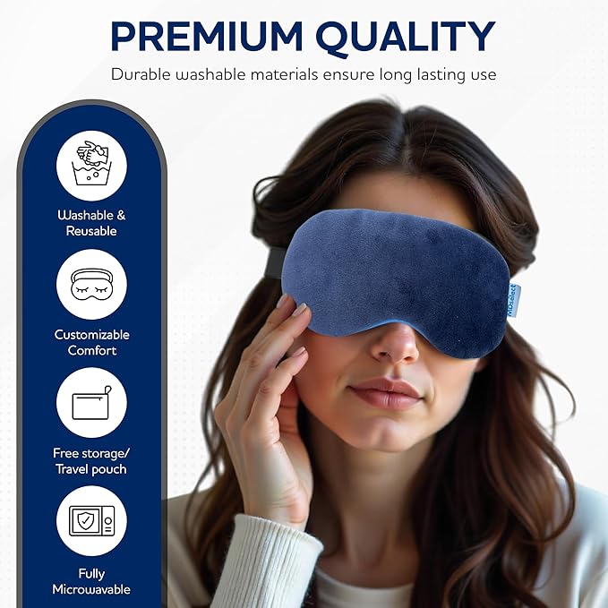 MDselect Microwavable & Freezable Hydro Beads Eye Mask - Warm & Cold Therapy for Dry Eyes, Styes, Blepharitis & Sinus Relief