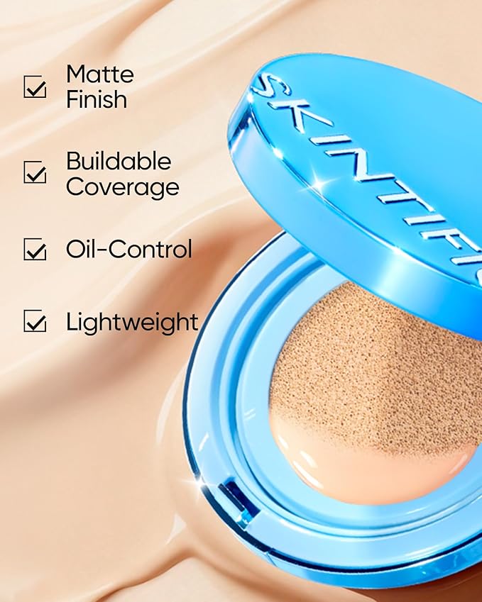 Velvet Matte Cushion Foundation Blue #08N Rich Toffee| Full Coverage,12H Oil Control,Ideal for Oily & Combination Skin,Waterproof,Long-Lasting, Lightweight, Hydrating,Transfer-Proof