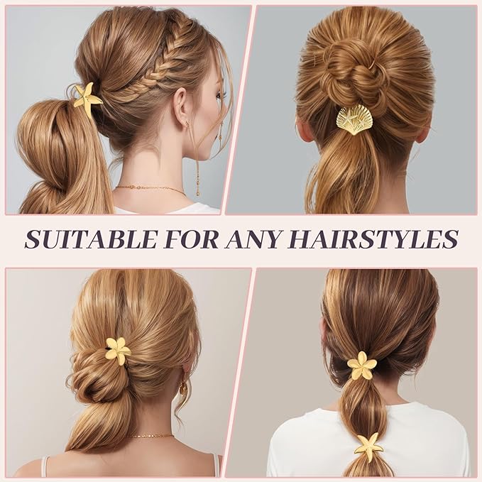 3PCS Metal Hair Tie For Women,Gold Cuffs,Metal Geometric Gold Hair Ties, Hair Accessories Stretchy and Non-Damage Ponytail Holders,Ponytail Cuff Hair Bands For Hair Styling(SET10)