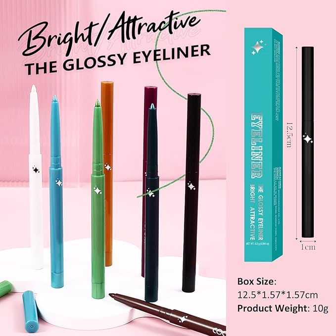 Dark Brown Bronze Eyeliner Waterproof Brown Eyeliner Pencil Retractable brown gel eyeliner Smudge-proof Long Lasting Hypoallergenic (09# dark brown shimmer)