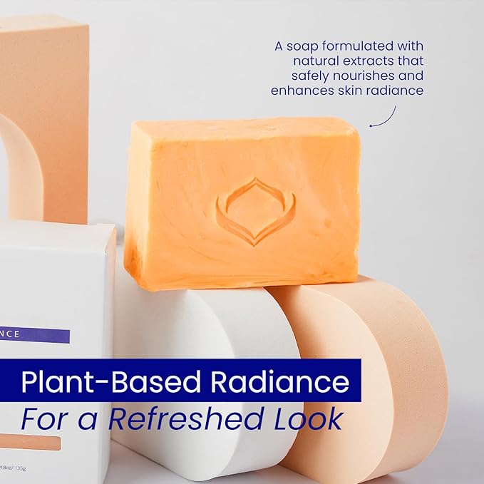 Relumins Triple Glow Bar Soap – Professional Spa Formula – Deep-Cleansing Plant-Based Skincare Bar with Gentle Exfoliation and Skin-Smoothing Benefits – Rich Lather for Daily Use – 135g with Net