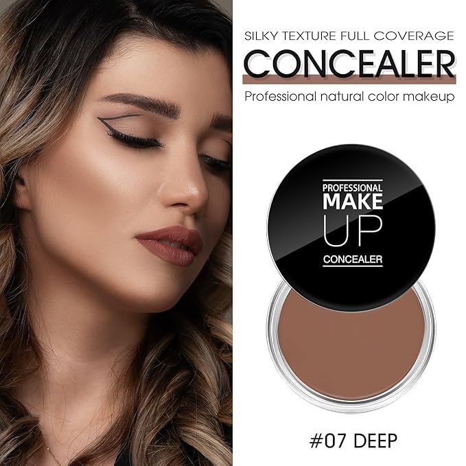 Cream Concealer Full Coverage Makeup, Matte Color Correcting (#07 DEEP)
