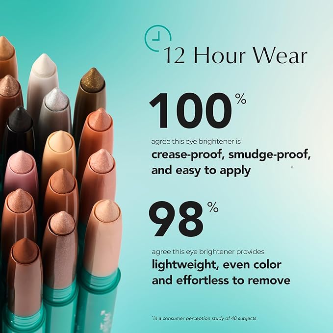 Thrive Causemetics Brilliant Eye Brightener Eyeshadow Stick Bundle for Brown Eyes, 3 Shades, Waterproof & Crease Proof Cream to Powder Long Lasting Formula, 3 Shadow Sticks & Confetti Makeup Bag