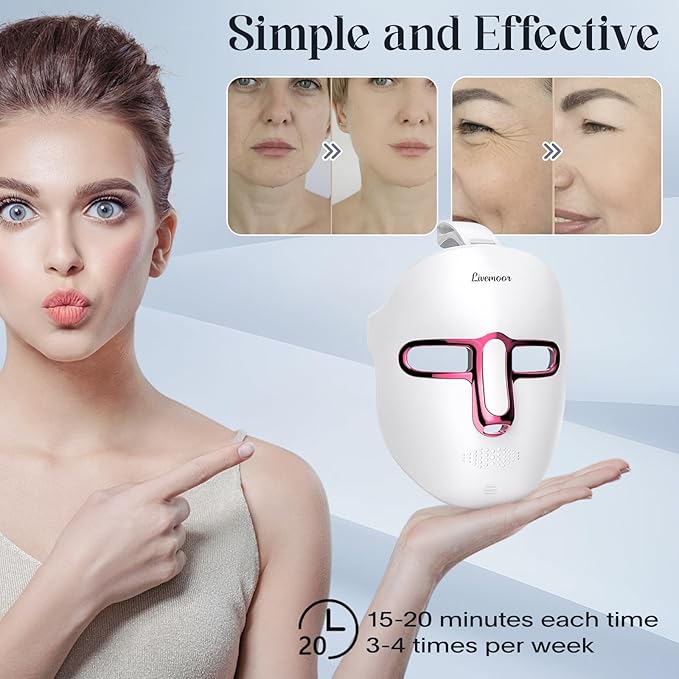 SDKWDH Red Light Therapy for Face, Led Face Mask Light Therapy, Anti-Aging Infrared Therapy for Wrinkles, Fine Lines, 7-1 Colors LED Facial Skin Care Mask