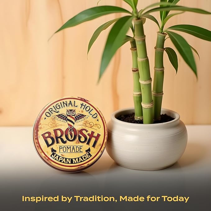 BROSH Original Pomade with Strong Hold & Classic Shine, Lightweight Water-Based Hair Styling Cream for Men, 1.4 Oz Travel Size