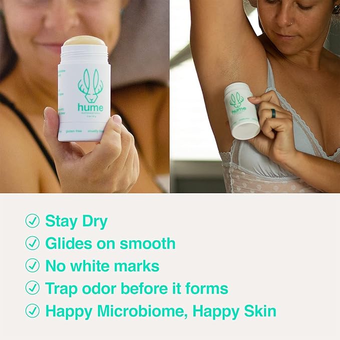 Hume Supernatural Aluminum Free Deodorant for Women & Men - Probiotic, Plant-Based, Baking Soda Free, Aloe, & Cactus Flower, Anti Sweat, Stain & Odor – Desert Bloom, Amber Woods, Wild Coral