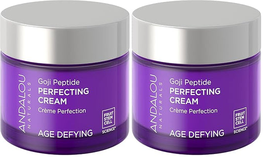 Andalou Naturals Goji Peptide Perfecting Cream, Age Defying Face Cream, Resveratrol CoQ10 Face Moisturizer, Supports Skin Collagen and Elastin & Helps Fight Fine Lines & Wrinkles, 1.7 fl oz