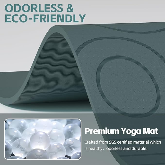 Large Yoga Mat, 72" x 36" x 2/5"（10MM） Thick Non-Slip Exercise Mat, SGS-Certified POE Material, Ideal for Home Gym, Yoga, Pilates, Fitness Workouts & Floor Mat