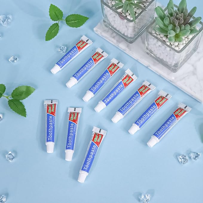0.28 oz Small Travel Size Toothpast Bulk - Pack of 50,Disposable Mint Flavor 0.8x3.14 inches Single Use Mini Toothpaste for Hotel,Camping,Homeless,Charity,Guests,Office,Vacation