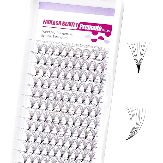 Premade Fan Lashes 0.07C Curl Lash Extension 10D Pre Made Individual Lashes Middle Stem Heat Bonded 15mm Premade Volume Eyelash Extension (0.07C-15mm)
