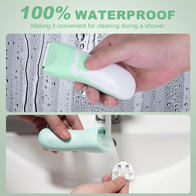 FBO Women's Electric Shaver - IPX7 Waterproof Painless Trimmer - Easy to Clean, Ceramic Blade, Bikini Body Hair Trimmer, Armpit, Leg, arm and Body, Portable Fast Charging Wireless