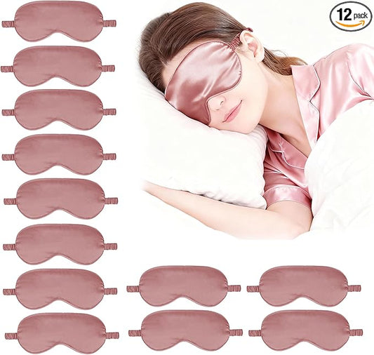 12PACK Silky Sleep Masks Satin Eye Mask Silk Eyes Cover for Sleeping Blackout Eyeshades Soft Blindfold Travel Nap Gifts