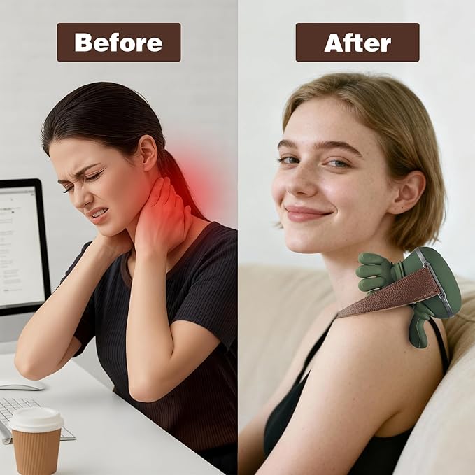 Neck Massager with Heat for Pain Relief Deep Tissue Cordless Neck and Shoulder Massager with Heat and Fingers Bionic Hand Electric Cervical Back Massagers 2026 (Upgraded Version)