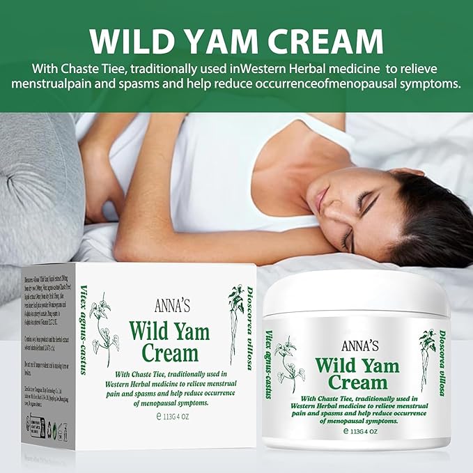 Anna's Organic Wild Yam Cream, Wild Yam Cream Body Moisturizer for All Skin Types