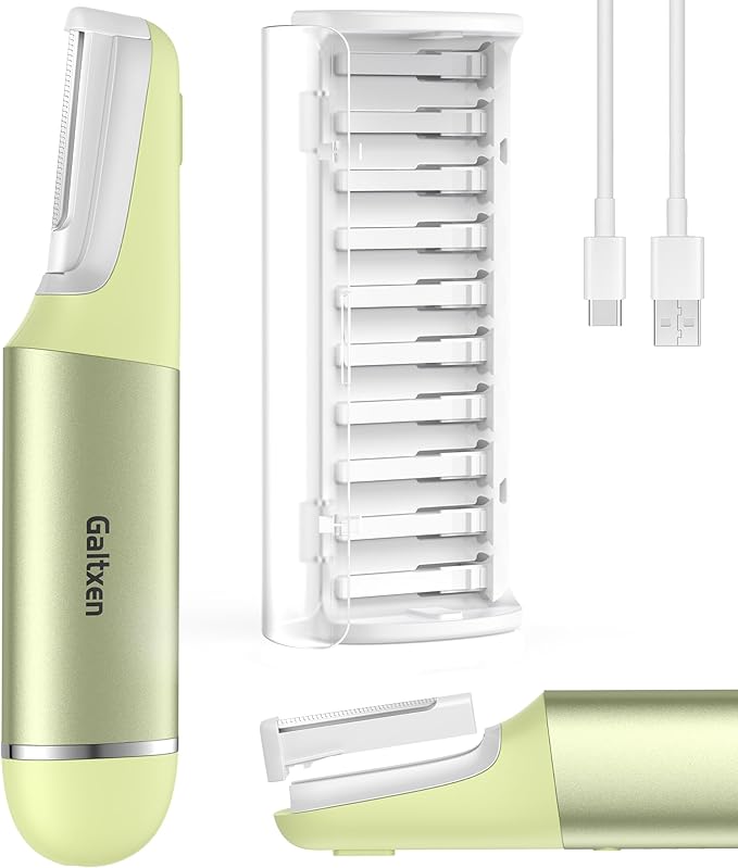 Sonic Dermaplane Razor for Women Face Beauty Face Epilator, Exfoliation & Peach Fuzz Facial Hair Removal for Women, Electric Face Razors Shaver Trimmer Anti-Aging 3 Speeds & 10 Refill Blades, Green