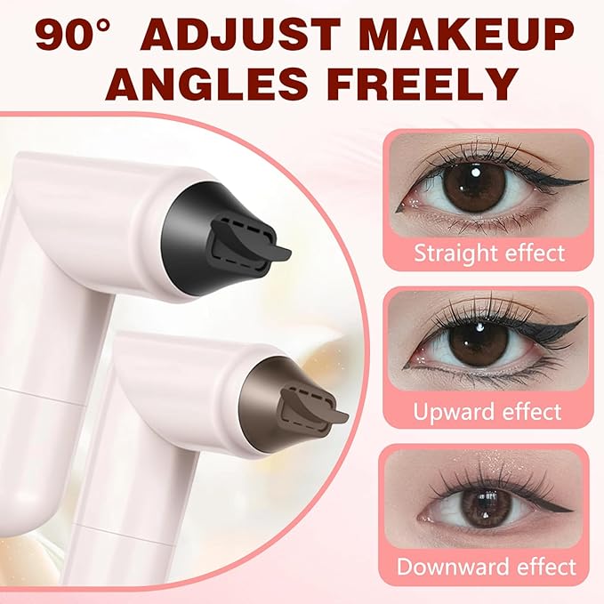 2Pcs Foldable Eyeliner Stamp,One-Piece Eyeliner Stamp Pen,Double-Ended Winged Eyeliners Stamps,Smudge-Proof Waterproof,Quick Shaping Eyeliners Tool for Beginners (2pcs Black)