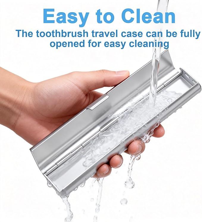 Portable Toothbrush Travel Case: Breathable & Dirt-Proof Hotel Camping Outdoor - Aluminum for Storage Recyclable Traveler (1, Silver)