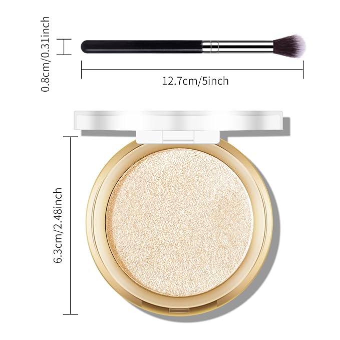 Baked Highlighter Powder Palette, Makeup Highlighter Powder Palette Sun Glow