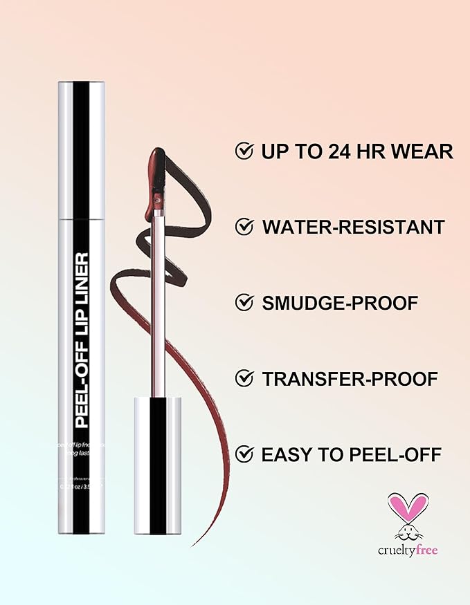 Erinde Peel Off Lip Liner Stain, Long Lasting Tattoo Lip Liner with Tweezer, Matte Finish, Waterproof Transfer Proof Lip Stain Peel Off, Non-Stick Cup Nude Lipstain Lipliner, 07