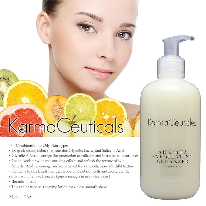 KarmaCeuticles AHA BHA Exfoliating Cleanser 16Oz -