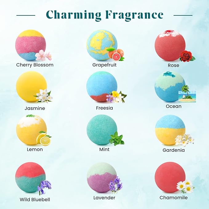 Bath Bombs for Women, 24pcs Handmade Natural Bath Bomb, Stocking Stuffers, Bath Bomb with Shea Butter, Mothers Day Presents for Mom, Amazing Present for Her, Wife, Girlfriend, Mother(2 Sets)