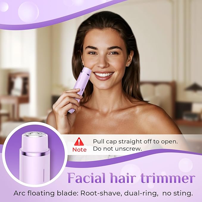 New 2-in-1 Electric Bikini Trimmer for Women - Dual Head Electric Razor,Waterproof Painless Bikini Shaver, Pubic Hair Trimmer for Private Area & Body Hair, Purple