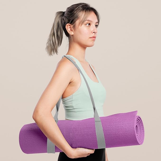 Yoga Mat Strap Nylon Adjustable Carrying Sling Shoulder Strap for Yoga Mat Storage and Travel Gray