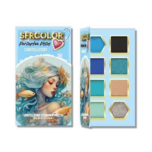 12-Color Zodiac Eyeshadow Palette, Matte Metallic Shimmer Pressed Pigments, Highly Pigmented Makeup Palette for Professional & Daily Eye Makeup (8281 Pisces)