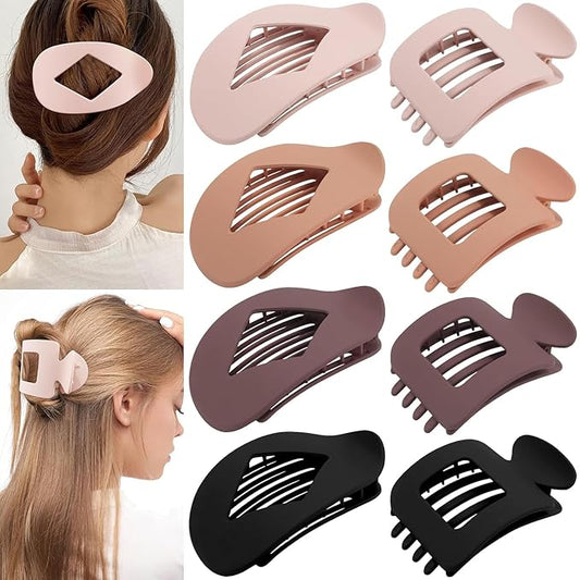 8 Pack close-match Flat hair Clip for Women – Large Matte No-Slip Rectangle Claw Clips, Strong Hold Square Hair Accessories for Work & Daily Styling, Thick & Thin Hairflat claw clips women