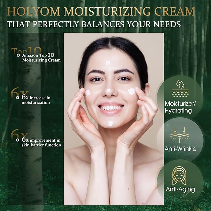 HOLYOM Moisturizing Crepe Fix Cream – Tightens and Firms Face, Neck & Body, Anti Wrinkles for Crepey and Sagging Skin, Christmas Gift for Men & Women, 1.75 Fl Oz