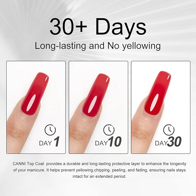 CANNI 18ml No Wipe Gel Top Coat - Scratch Resistant Gel Nail Polish High Gloss Shiny and Long Lasting Clear Top Coat, Soak Off LED Nail Lamp Nail Art Starter Manicure
