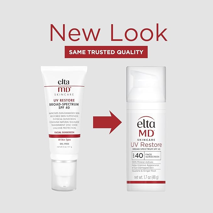EltaMD UV Restore,Face Sunscreen, SPF 40, Mineral Sunscreen for Sun Damaged Skin Repair, Anti-Aging Zinc Oxide Sunscreen Formula