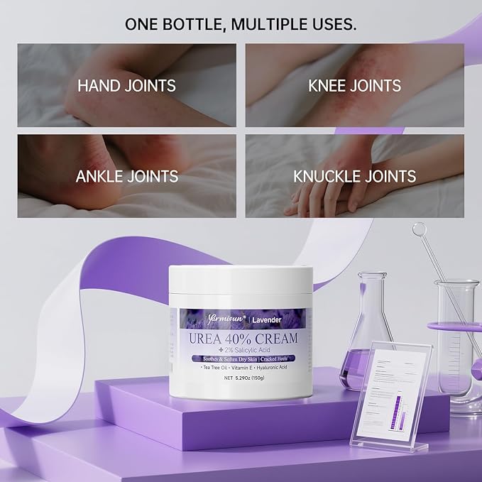 Urea Cream 40 Percent Foot Cream Maximum Strength with Hyaluronic for Dry Skin Cracked Heels Callus Remover