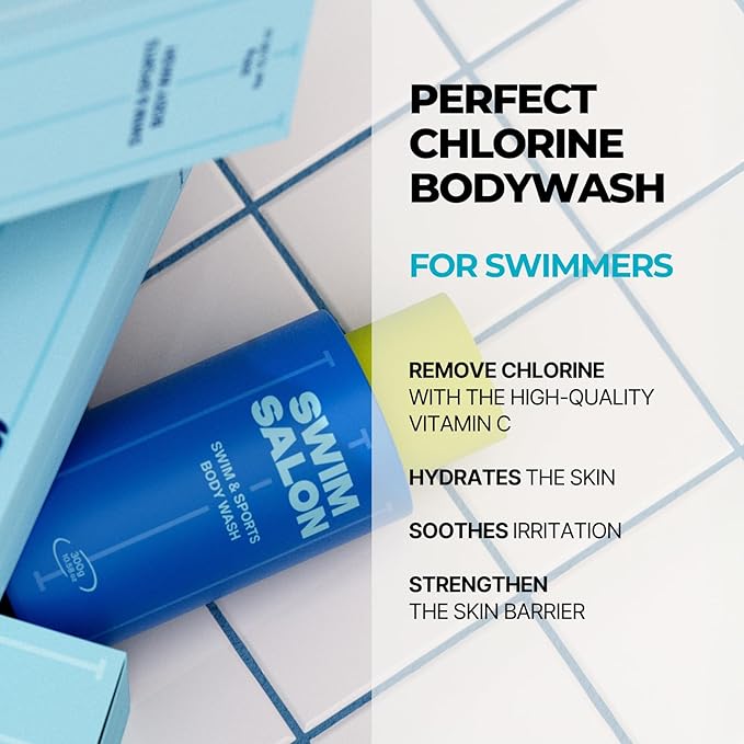 SWIM SALON Chlorine-Removing Body Wash for Swimmers | Vitamin C | Hydrating & Refreshing | Sulfate-Free, Silicone-Free, Paraben-Free (10.58 oz / 300g, Pack of 2)