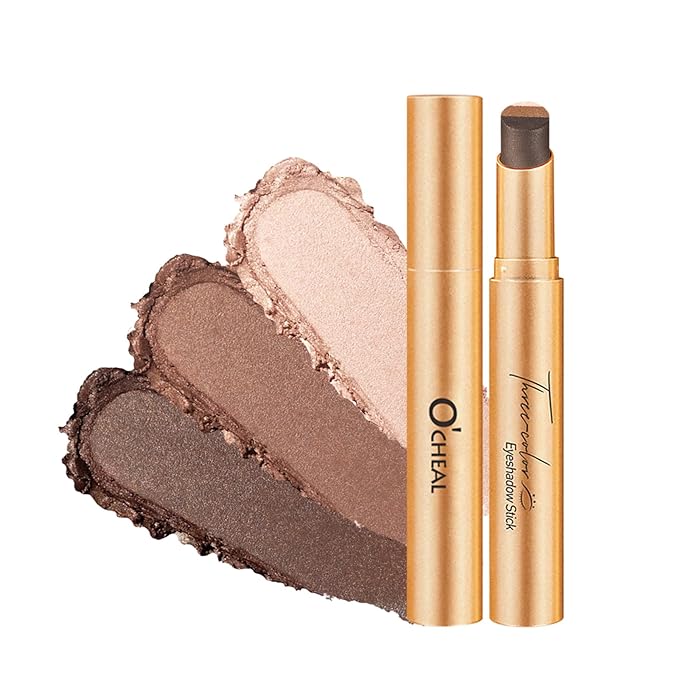 O'CHEAL 3 Color Gradient Eyeshadow Stick Matte Shimmer Waterproof Long-lasting Crease-proof & easy to apply, suitable for dailymakeup touch-ups，Eye shadow pen for Make Up 02#Pearls Shine On The Earth