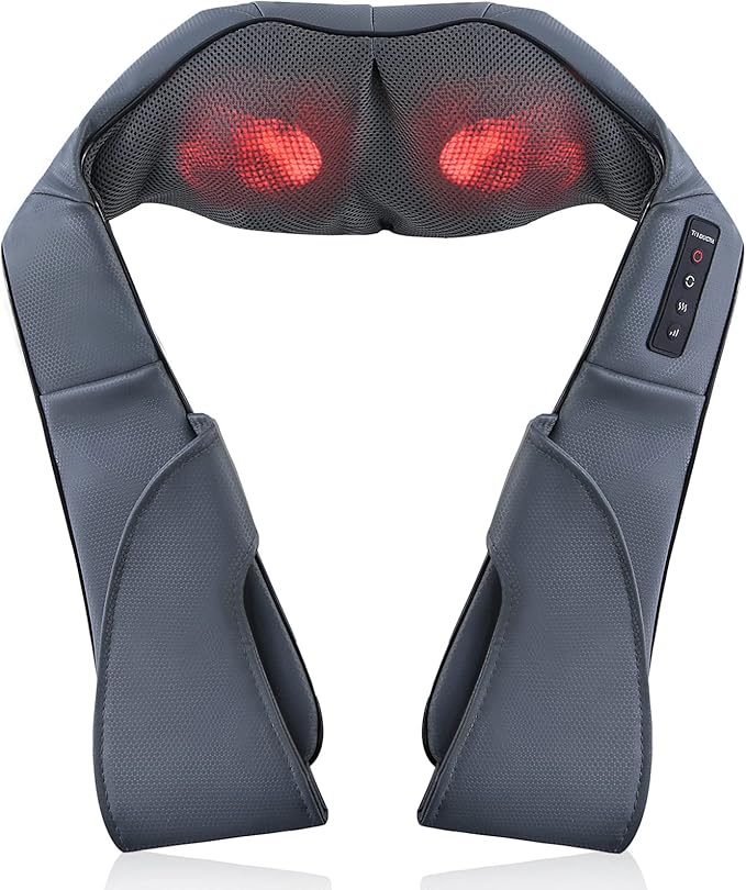 TRIDUCNA Shiatsu Neck Back and Shoulder Massager with Heat - Electric Deep Tissue 3D Kneading Massage Pillow for Lower Back, Calf, Legs, Full Body Muscle Relaxation, Home, Office, and Car Use
