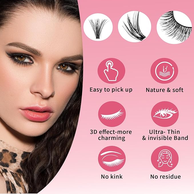 Lash Clusters 300PCS Soft Cluster Eyelash Extended By 10-18mm Wispy Individual Lashes With 40D+50D+60D Volume Eyelash Clusters DIY Homemade Curly Lash Eyelashes