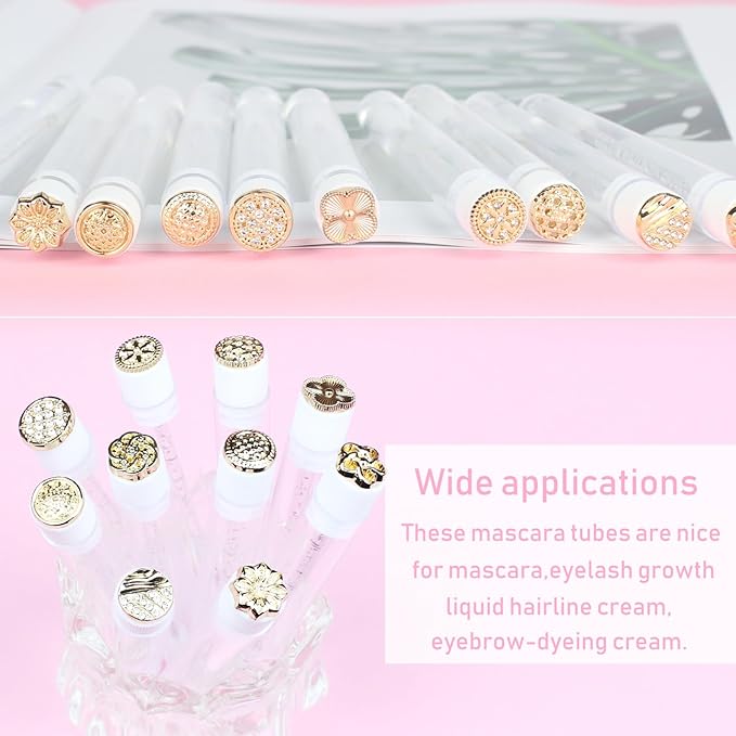 20pcs Mascara Wands Tube Reusable Lash Spoolies Eyelash Brush Tubes Spoolies Golden Metal Lash Extension Brushes Applicators Makeup Tools (Golden Metal-3-MIX)