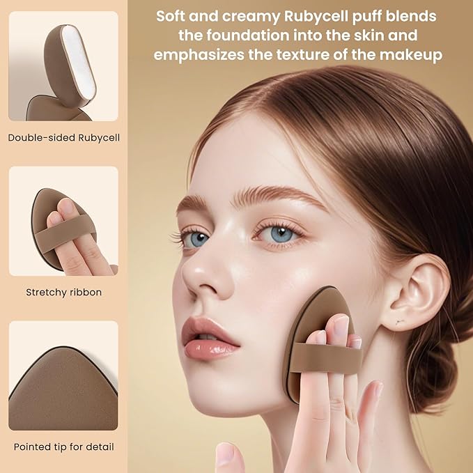 ACCOF Ultra Thin Flat Foundation Brush for Liquid Makeup,Liquid Foundation Brush 0.1mm Peak, Flat Makup Brush with Power Puff for Liquild and Cream