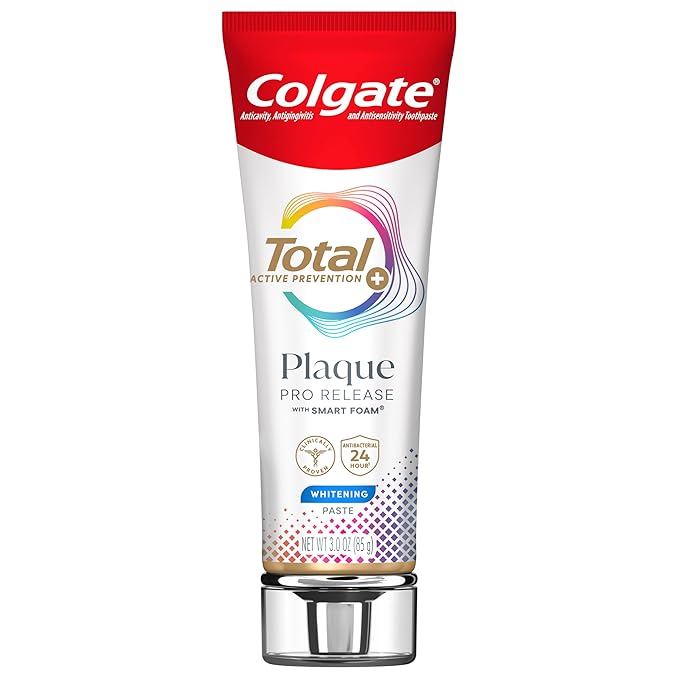 Colgate Total Plaque Pro Release Whitening Toothpaste, Whitening Anticavity Toothpaste, Helps Reduce Plaque and Whitens Teeth, 1 Pack, 3.0 Oz Tube