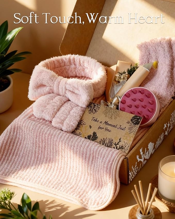 Coralogo Rose Spa Gift Baskets - Natural Pampering Spa Set, Self-Care Get Well Soon Basket,Thank You Gifts, Unique 11pcs Gift Set for Women Wife Mom Her Birthday Valentines Day Mothers Day