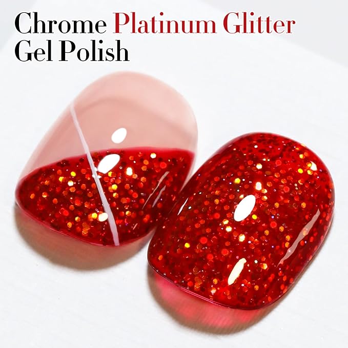 Double Rhythm 15ML Blood Glitter Gel Polish 0.5 Oz Shimmer Reflective Color for Nail Art Salon DIY at Home (Sparkle Red-B1156)