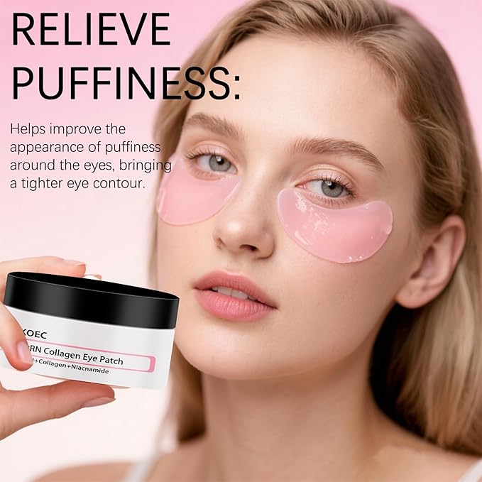 WOJJ Eye Patches, Specially Designed for Puffy Eyes and Dark Circles, Peptide Collagen Hydrogel Eye Masks, 60 Pieces, Skincare Product, Contains Caffeine and Niacinamide